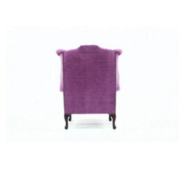 Chesterfield High Back Wing Chair Pimlico Grape Real Fabric In Queen Anne Style - thumbnail 9