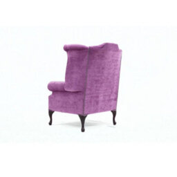 Chesterfield High Back Wing Chair Pimlico Grape Real Fabric In Queen Anne Style - thumbnail 8