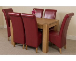 That's Furniture Kuba 125 X 80 Cm Chunky Oak Small Dining Table And 6 Chairs Dining Set With Montana Burgundy Leather Chairs - thumbnail 1
