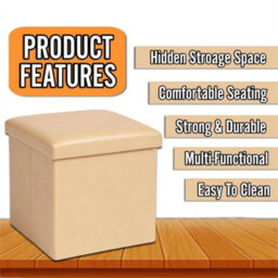 Mustard Foldable Ottoman Storage Box Multi Functional - thumbnail 3