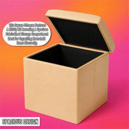 Mustard Foldable Ottoman Storage Box Multi Functional - thumbnail 5