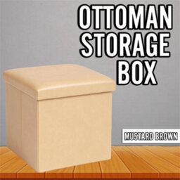 Mustard Foldable Ottoman Storage Box Multi Functional - thumbnail 4