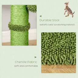 Pawhut Cactus Cat Tree Tower With Sisal Scratch Post Hammock, 96Cm, Green - thumbnail 5