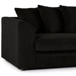 Furnishings For Less UK Luxor Jumbo Cord Black Fabric 3 Seater Sofa - thumbnail 2