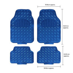 Jvl Titan Car Mat Set Metallic 4-Piece Set With Rubber Backing, Blue - thumbnail 7