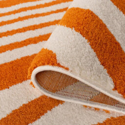The Rugs Joli Orange And White Striped Rug Soft Dense Pile Easy To Clean And Pet Friendly For Living Rooms And Bedrooms - thumbnail 6