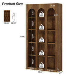 5-Tier Arched Bookshelf, 70.87'' Tall Modern Bookcase Freestanding Shelving Unit - thumbnail 2