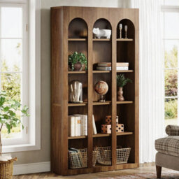 5-Tier Arched Bookshelf, 70.87'' Tall Modern Bookcase Freestanding Shelving Unit - thumbnail 3