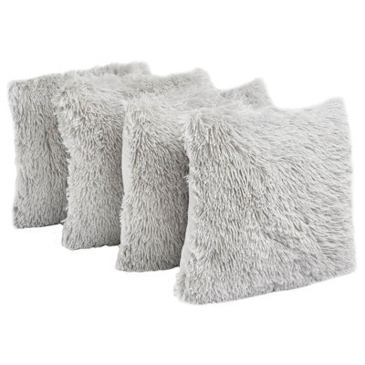 OHS Set Of 4 Soft Fluffy Shaggy Square Cushion Covers - image 1