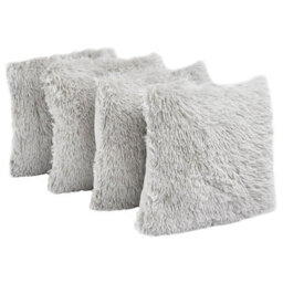 OHS Set Of 4 Soft Fluffy Shaggy Square Cushion Covers - thumbnail 1