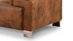 Faux Leather Brown Suede Left Hand Facing Corner Sofa - thumbnail 4