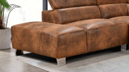 Faux Leather Brown Suede Left Hand Facing Corner Sofa - thumbnail 5