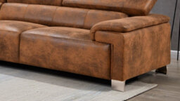 Faux Leather Brown Suede Left Hand Facing Corner Sofa - thumbnail 6
