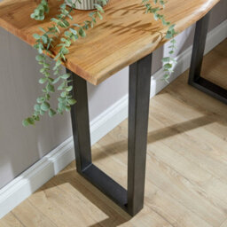 Home Source Live Edge Console Table Solid 26mm Acacia Top Black Metal Legs - thumbnail 6