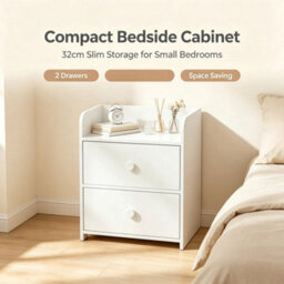 2 Drawer Wooden Bedroom Bedside Cabinet Furniture Storage Nightstand Side Table - thumbnail 3