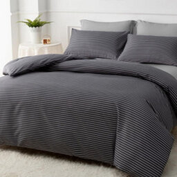 Pamposh Grace Stripe King Size Duvet Cover Sets Premium Microfiber Kingsize Duvet Cover Sets 3 Pcs Hypoallergenic With Zipper Closure - thumbnail 1