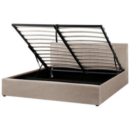 Beliani Ottoman Bed Boucle Montlaur 180 X 200 Cm (Eu Super King) Taupe - thumbnail 4