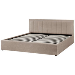 Beliani Ottoman Bed Boucle Montlaur 180 X 200 Cm (Eu Super King) Taupe - thumbnail 7