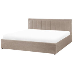 Beliani Ottoman Bed Boucle Montlaur 180 X 200 Cm (Eu Super King) Taupe - thumbnail 8