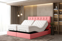 Flex Lift Electric Adjustable Bed Set With Mattress And Headboard, Red