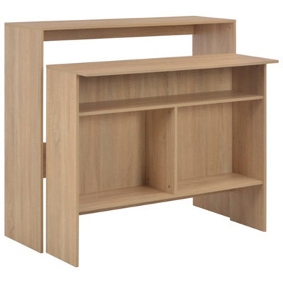 Berkfield Bar Table With 2 Table Tops Oak 130X40X120 Cm - image 1