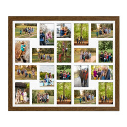AK Frames 80X70Cm Dark Oak Modern Multi Photo Frame With White Mount - Holds 20 Apertures (18X) 6X4, (2X) 4X4 Photos - thumbnail 1