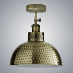 Vintage Green Brass Ceiling Light With Adjustable Arm Hammered Dome Pendant E27 Compatible 26Cm - thumbnail 4