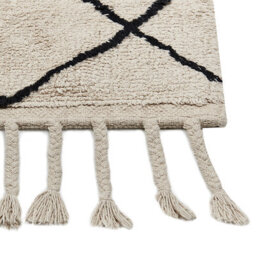Beliani Cotton Area Rug 140 X 200Cm Beige And Black Geometric Tassels Rectangular - thumbnail 5