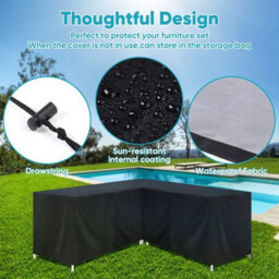 286 X 286 X 82 X 80Cm L-Shaped Furniture Cover Heavy Duty Waterproof Outdoor Garden Rattan Sofa Table - thumbnail 3