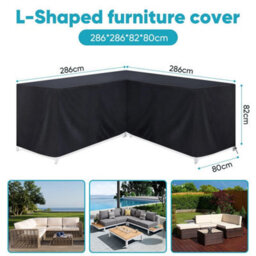 286 X 286 X 82 X 80Cm L-Shaped Furniture Cover Heavy Duty Waterproof Outdoor Garden Rattan Sofa Table - thumbnail 2