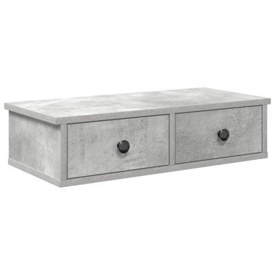 Berkfield Durable Wall Shelf With Drawers Concrete Grey 60X25X15 Cm Engineered Wood - image 1