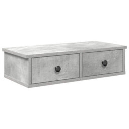 Berkfield Durable Wall Shelf With Drawers Concrete Grey 60X25X15 Cm Engineered Wood - thumbnail 1