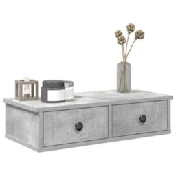 Berkfield Durable Wall Shelf With Drawers Concrete Grey 60X25X15 Cm Engineered Wood - thumbnail 2