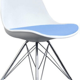 Fusion Living Soho White And Light Blue Plastic Dining Chair With Chrome Metal Legs - thumbnail 6