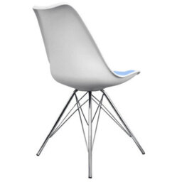 Fusion Living Soho White And Light Blue Plastic Dining Chair With Chrome Metal Legs - thumbnail 5