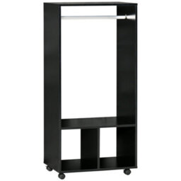 Wyld Haus Beladell Small Black Open Wardrobe On Lockable Wheels With Hanging Rail And 2 Shelves - thumbnail 2