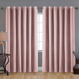 Bedlooms Blush Pink Linen Curtain 100% Blackout Thermal Insulated Eyelet Curtain (Pair) 90 X 90 Inches With Tie Back Two - thumbnail 9