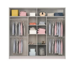 Arte Elegant Sand Beige 250Cm Sliding Wardrobe - Expansive Storage & Smoked Mirror Design - thumbnail 4
