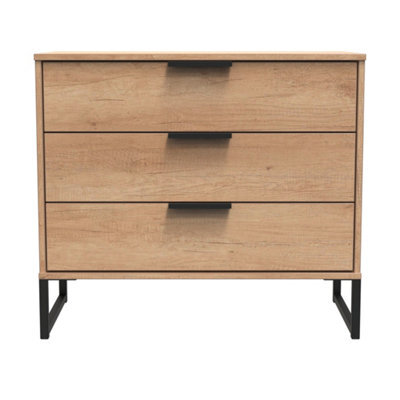 Beijing 3 Drawer Chest Of Drawers In Nebraska Oak (Ready Assembled) - image 1