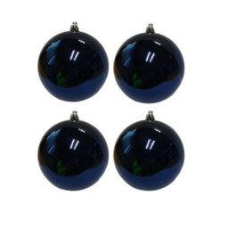 Premier Decorations Limited 4 Large Christmas Baubles 10Cm Shiny Midnight Blue Tree Decoration - thumbnail 3