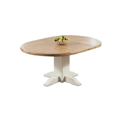Furniture 48 Extending Hoxton Oak & Cream Painted Pedestal Dining Table