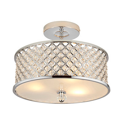 Anson Lighting Jenson Chrome With Clear K5 Crystal Glass Drops Decorative 3 Light Semi Flush Ceiling Light - image 1
