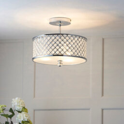 Anson Lighting Jenson Chrome With Clear K5 Crystal Glass Drops Decorative 3 Light Semi Flush Ceiling Light - thumbnail 3