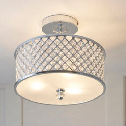 Anson Lighting Jenson Chrome With Clear K5 Crystal Glass Drops Decorative 3 Light Semi Flush Ceiling Light - thumbnail 2