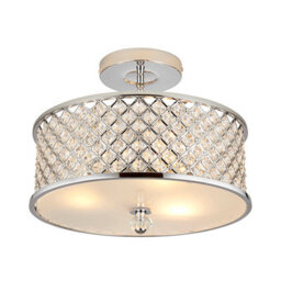 Anson Lighting Jenson Chrome With Clear K5 Crystal Glass Drops Decorative 3 Light Semi Flush Ceiling Light - thumbnail 1