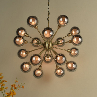 Pagazzi Lighting Pagazzi Ornella 18-Light Antique Brass And Glass Pendant - image 1