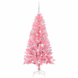 Vidaxl Christmas Tree With 150 Leds With Stand Pink 150 Cm Pvc - thumbnail 4