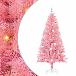Vidaxl Christmas Tree With 150 Leds With Stand Pink 150 Cm Pvc - thumbnail 2