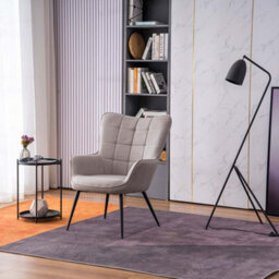 More4Homes Vera Fabric Occasional Living Room Bedroom Modern Metal Legs Accent Chair Armchair (Light Grey W Footstool) - thumbnail 6