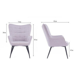 More4Homes Vera Fabric Occasional Living Room Bedroom Modern Metal Legs Accent Chair Armchair (Light Grey W Footstool) - thumbnail 8